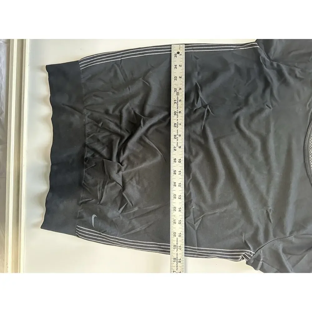 Nike Dri Fit Top UNI M Black Short Sleeve Mesh Athletic Banded Hem